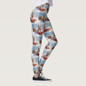 Brittany Spaniel Hond in Sledge Kerstmis Leggings (Rechts)