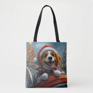 Brittany Spaniel Hond Kerstmis Draagtas
