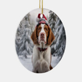 Brittany Spaniel Hond Kerstmis Keepsake Keramisch Ornament (Rechts)
