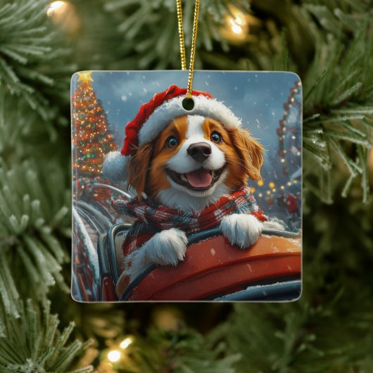 Brittany Spaniel Hond Kerstmis Keramisch Ornament (Boom)