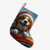Brittany Spaniel Hond Kerstmis Kleine Kerstsok (Voorkant (Hangend))