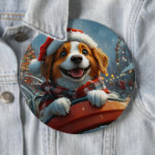 Brittany Spaniel Hond Kerstmis Ronde Button 6,0 Cm (In situ)