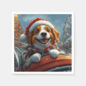 Brittany Spaniel Hond Kerstmis Servet (Voorkant)