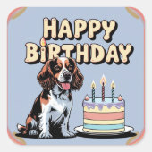 Brittany Spaniel Hond Kleurrijk Vierkante Sticker (Voorkant)