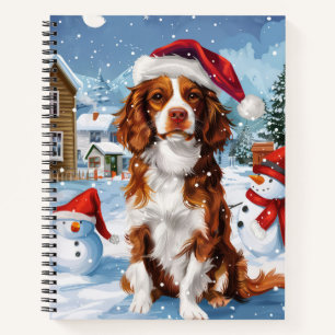 Brittany Spaniel Hond Winter Wonderland Kerstmis Notitieboek