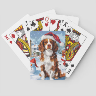 Brittany Spaniel Hond Winter Wonderland Kerstmis Pokerkaarten