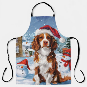 Brittany Spaniel Hond Winter Wonderland Kerstmis Schort
