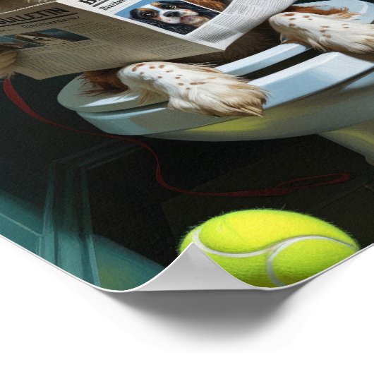 Brittany Spaniel Hond Zittend Op Toilet Grappig Poster (Hoek)