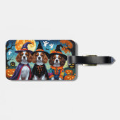 Brittany Spaniel Honden Pompoen Halloween Grappig Bagagelabel (Achterkant horizontaal)