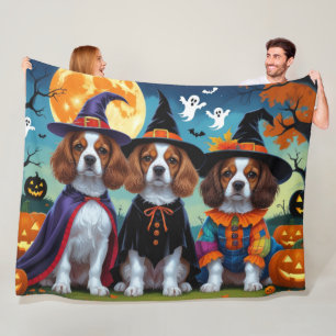 Brittany Spaniel Honden Pompoen Halloween Grappig Fleece Deken