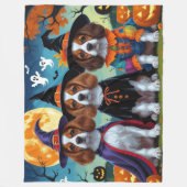 Brittany Spaniel Honden Pompoen Halloween Grappig Fleece Deken (Voorkant)