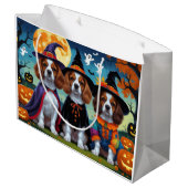 Brittany Spaniel Honden Pompoen Halloween Grappig Groot Cadeauzakje (Achterkant Gekanteld)