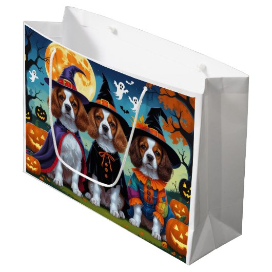 Brittany Spaniel Honden Pompoen Halloween Grappig Groot Cadeauzakje (Voorkant Gekanteld)