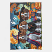 Brittany Spaniel Honden Pompoen Halloween Grappig Theedoek (Verticaal)