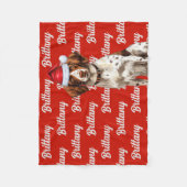 Brittany Spaniel Hondennaam Patroon Kerstmis Fleece Deken (Voorkant)