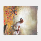 Brittany Spaniel, Hunting Pheasant Fleece Deken (Voorkant (Horizontaal))