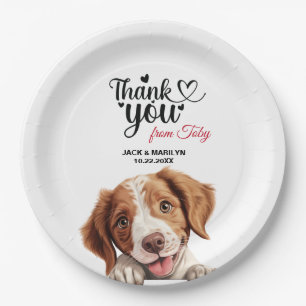 Brittany Spaniel Huwelijk Bedankt Papieren Bordje