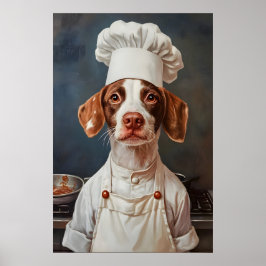 Brittany Spaniel In Chefs Hat Poster, Pet Poster
