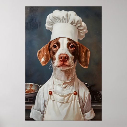 Brittany Spaniel In Chefs Hat Poster, Pet Poster (Devant)