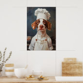Brittany Spaniel In Chefs Hat Poster, Pet Poster (Cuisine)