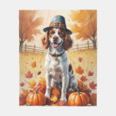 Brittany Spaniel in de herfst verlaat Thanksgiving Fleece Deken (Voorkant)