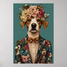 Brittany Spaniel In Kostuum Poster, Brittany
