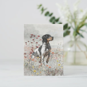 Brittany Spaniel jaagt in het veld Briefkaart