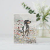 Brittany Spaniel jaagt in het veld Briefkaart (Staand voorkant)