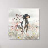Brittany Spaniel jaagt in het veld Canvas Afdruk (Voorkant)