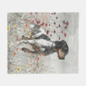 Brittany Spaniel jaagt in het veld Fleece Deken (Voorkant (Horizontaal))