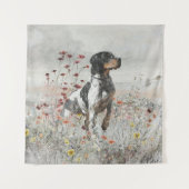 Brittany Spaniel jaagt in het veld Wandkleed (Voorkant)