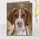 Brittany Spaniel Kaart (Gele Bloem)