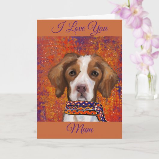 Brittany Spaniel         Kaart (Orchidee)
