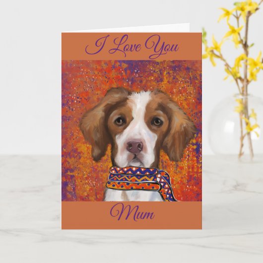 Brittany Spaniel         Kaart (Gele Bloem)