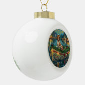 Brittany Spaniel Kerst Feestelijke reis Keramische Bal Ornament (Links)