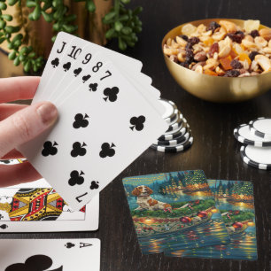 Brittany Spaniel Kerst Feestelijke Reis Pokerkaarten