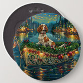Brittany Spaniel Kerst Feestelijke reis Ronde Button 6,0 Cm (Voorkant /achterkant)