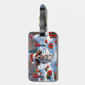 Brittany Spaniel Kerstfeest Sneeuwscène Bagagelabel (Achterkant verticaal)