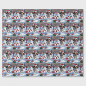 Brittany Spaniel Kerstfeest Sneeuwscène Cadeaupapier (Vlak)