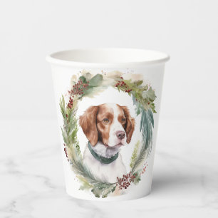 Brittany Spaniel Kerstkrans Feestelijke Pup Papieren Bekers