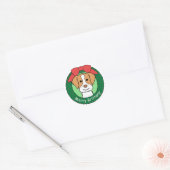Brittany Spaniel Kerstmis Ronde Sticker (Envelop)