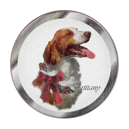 Brittany Spaniel Kerstmis Snijplank (Voorkant)