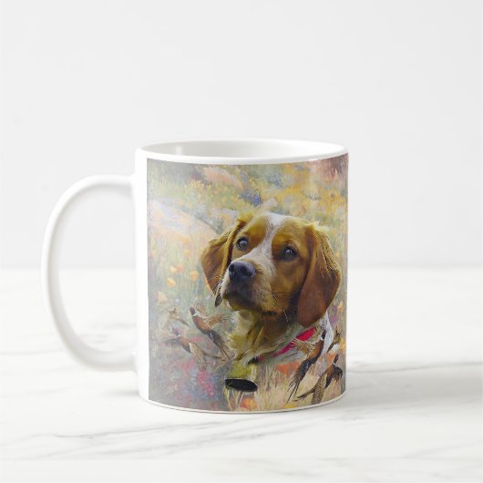Brittany Spaniel Kunst ,  Koffiemok (Links)