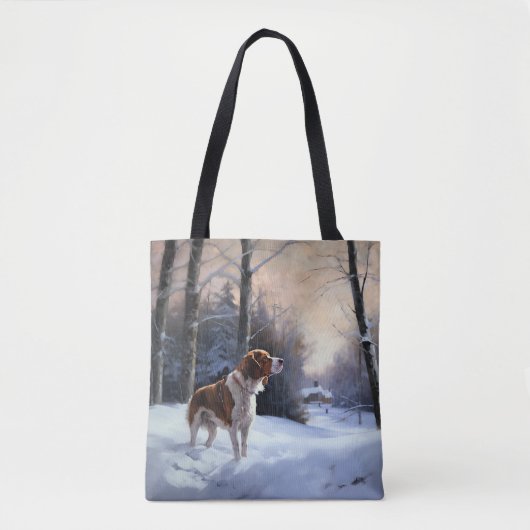 Brittany Spaniel Laat het sneeuwen Kerstmis Draagtas (Voorkant)