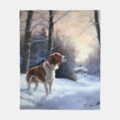 Brittany Spaniel Laat het sneeuwen Kerstmis Fleece Deken (Voorkant)