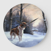 Brittany Spaniel Laat het sneeuwen Kerstmis Grote Klok (Voorkant)