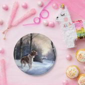 Brittany Spaniel Laat het sneeuwen Kerstmis Papieren Bordje (Feest)
