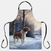 Brittany Spaniel Laat het sneeuwen Kerstmis Schort (Voorkant)