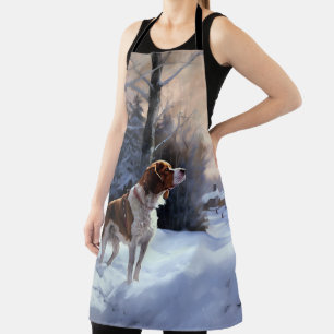 Brittany Spaniel Laat het sneeuwen Kerstmis Schort