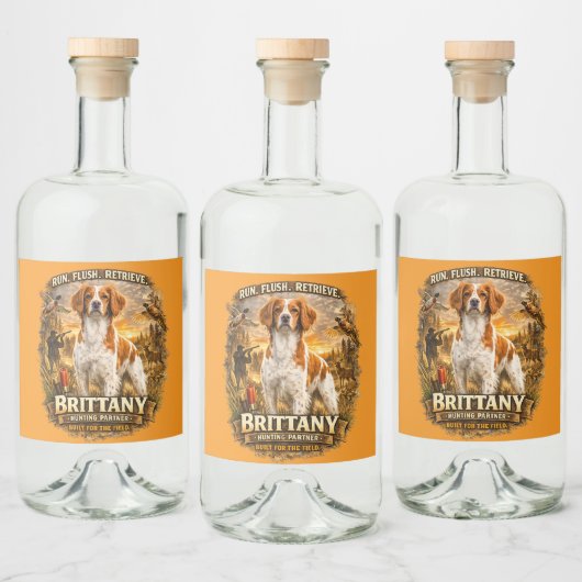 Brittany Spaniel Likeurfles Etiket (Flessen)